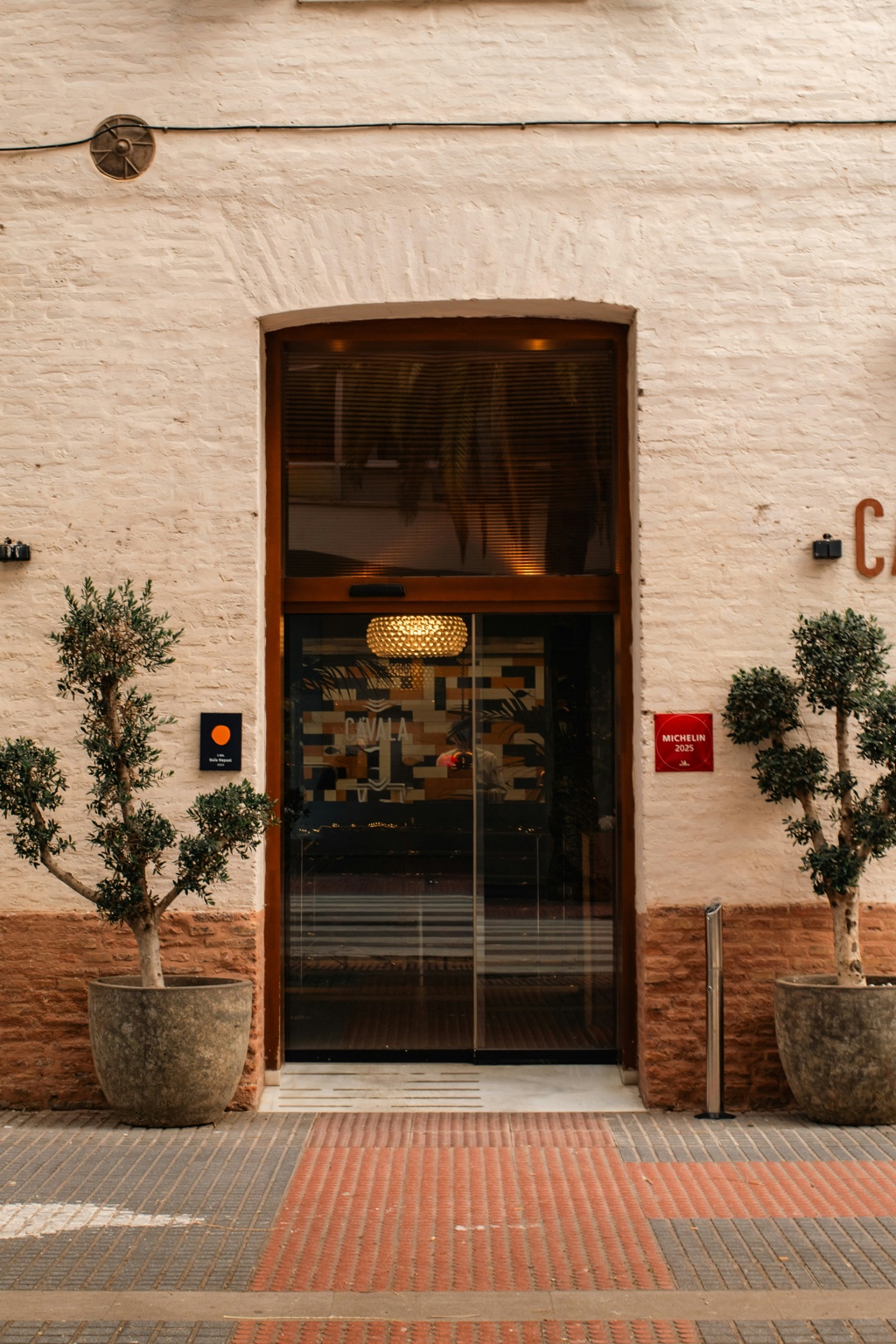 Elegant hotel and restaurant entrance in Mallorca